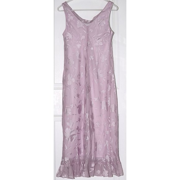 Worn 1X Pink Floral Appliqué Cowl Neck Midi Dress - Picture 5 of 7